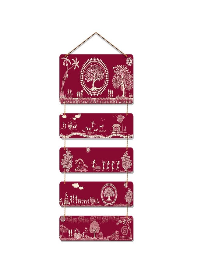 Artvibes Warli Tribal Art Wooden Wall Hanging Decoration Items for Home | Bedroom | Mdf Designer Artwork Decorative for Living Room | Ideal Gifts | Stylish Modern Decor Item (WH_6719N) - Image 1